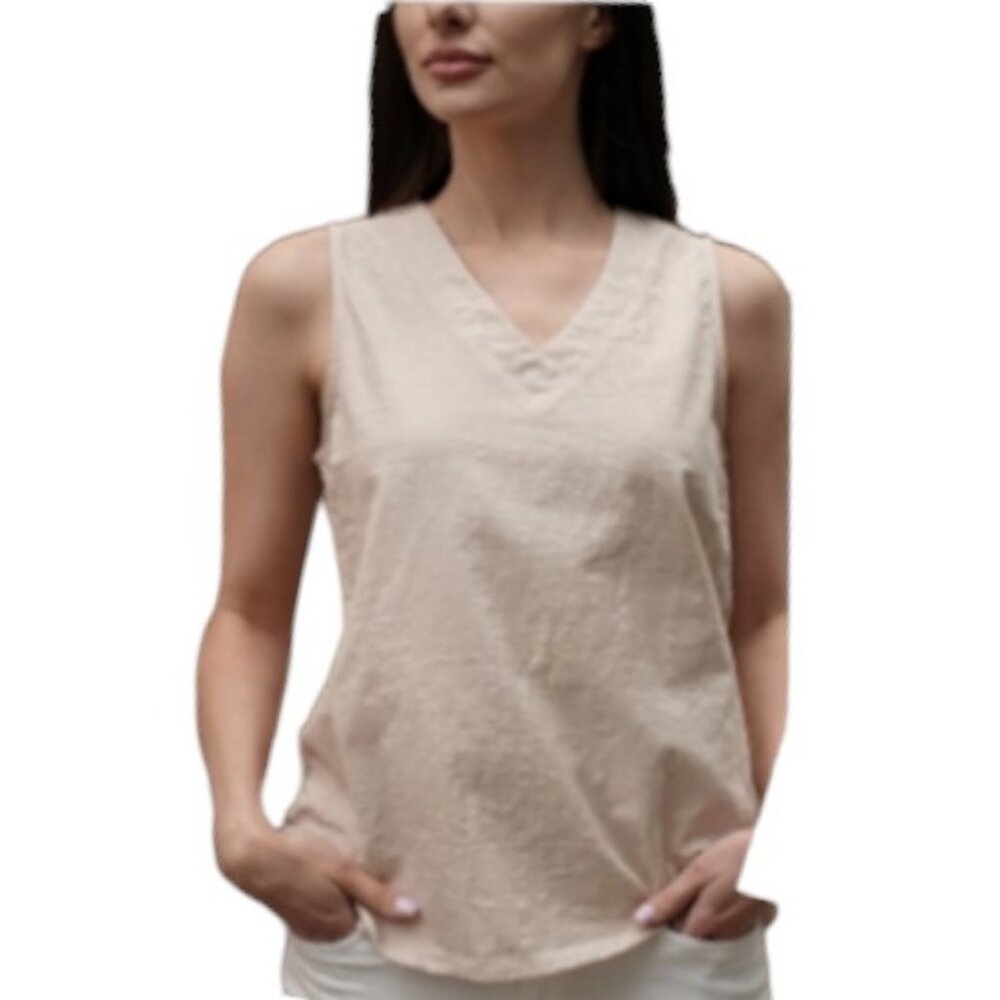 Chigant tan sleeveless cotton tank top size L NWT